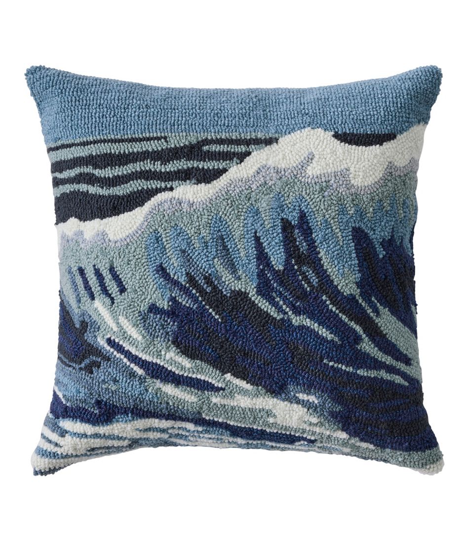Indoor/Outdoor Hooked Pillow, 18x18 Ocean Waves | L.L.Bean for sale