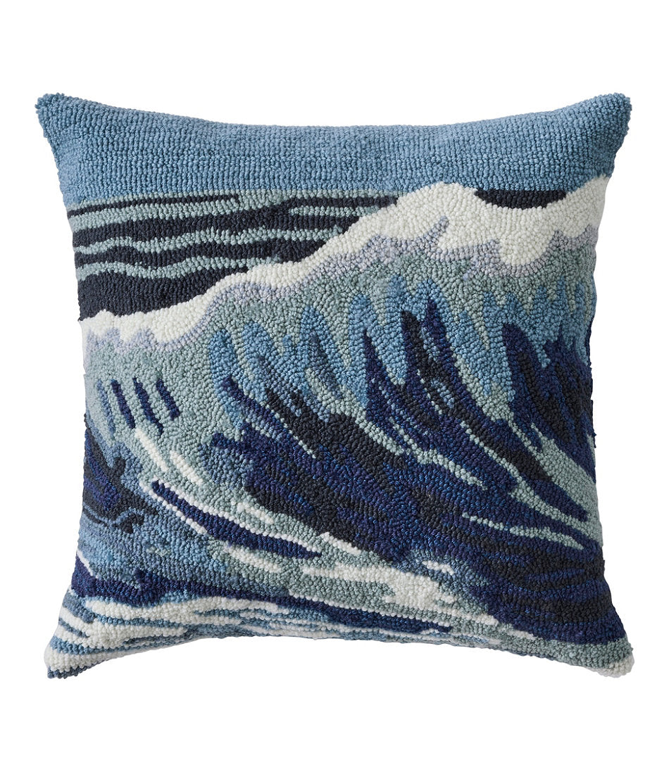 Indoor/Outdoor Hooked Pillow, 18x18 Ocean Waves | L.L.Bean for sale - US 6071