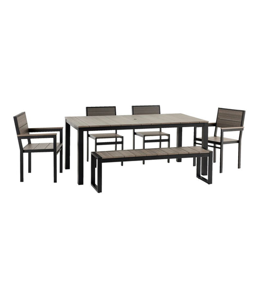 Aluminum/Recycled Poly Lumber Farmhouse Dining Set, Black | L.L.Bean on sale