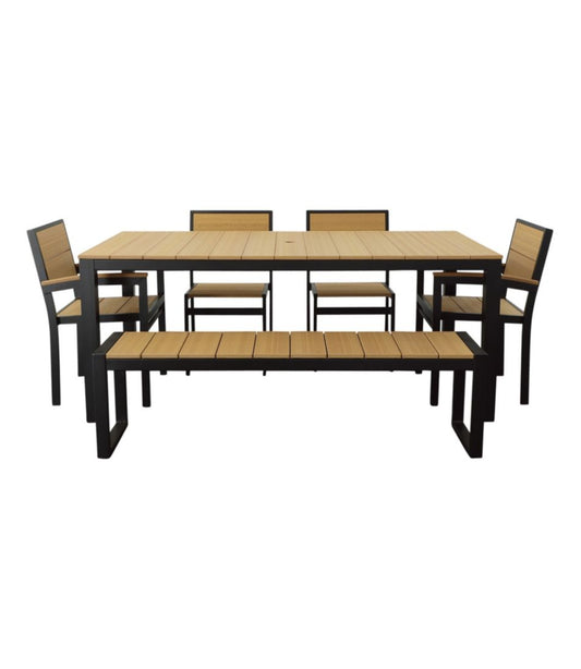 Aluminum/Recycled Poly Lumber Farmhouse Dining Set, Black | L.L.Bean on sale