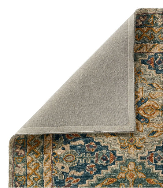 Bordered Medallion Wool Tufted Rug, Blue Multi | L.L.Bean online