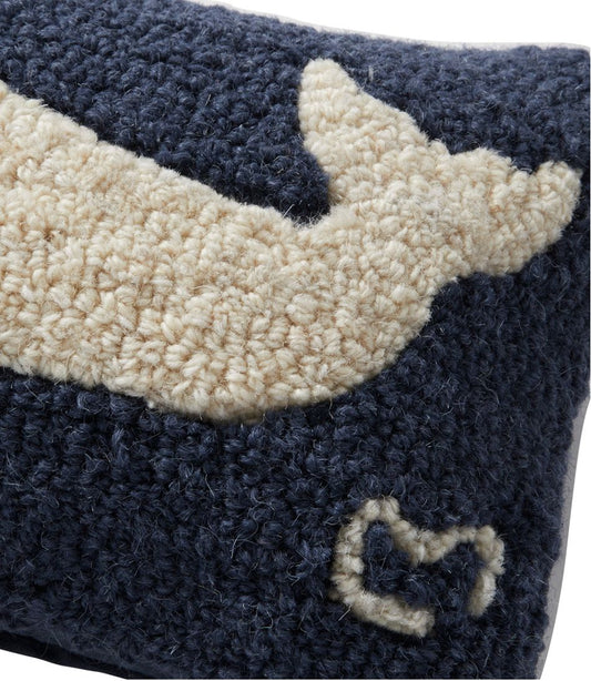 Wool Hooked Throw Pillow, Whale, 8" x 12" | L.L.Bean on sale