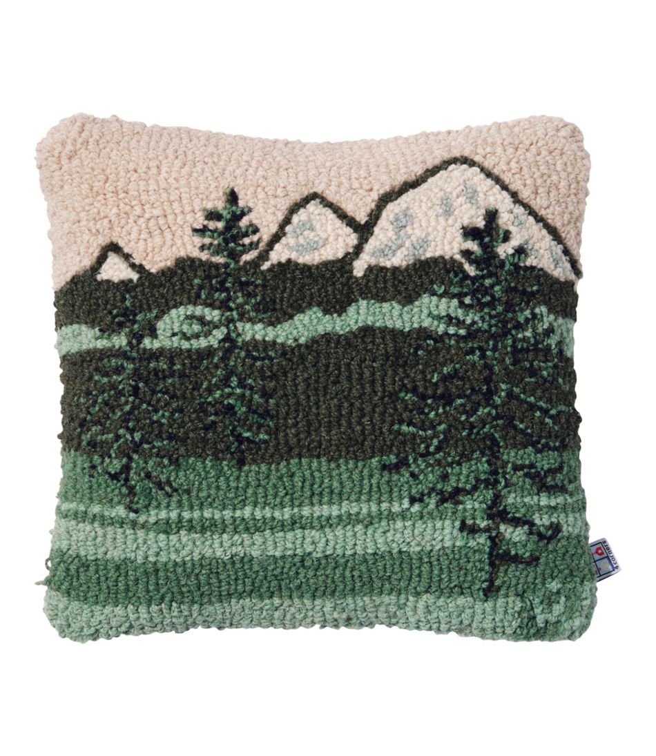 Wool Hooked Throw Pillow, Mountains, 14" x 14" | L.L.Bean outlet