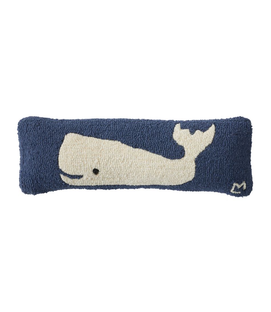 Wool Hooked Throw Pillow, Whale, 8" x 24" | L.L.Bean online