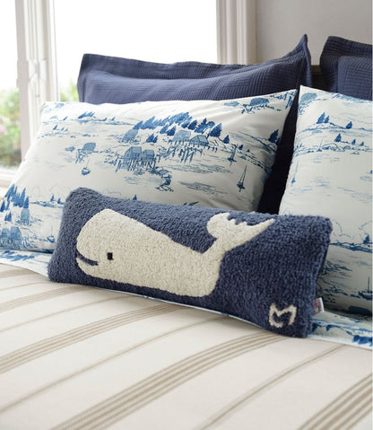 Wool Hooked Throw Pillow, Whale, 8" x 24" | L.L.Bean online