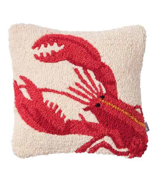 Wool Hooked Throw Pillow, Red Lobster, 14" x 14" | L.L.Bean on sale