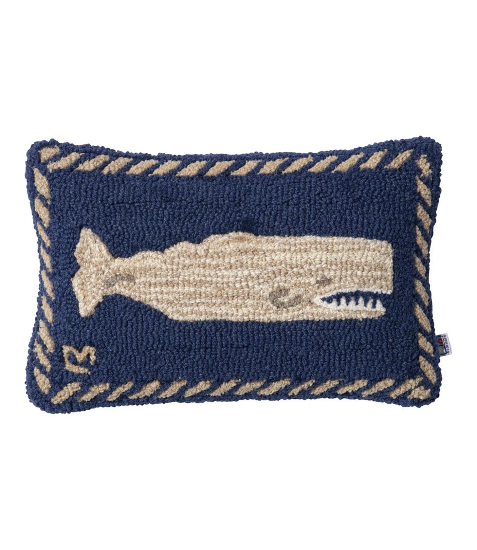 Wool Hooked Throw Pillow, Whale, 12" x 18" | L.L.Bean for sale