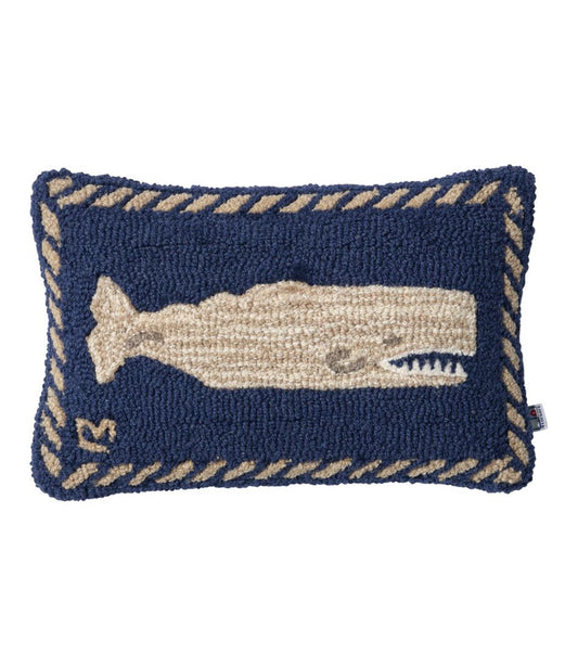 Wool Hooked Throw Pillow, Whale, 12" x 18" | L.L.Bean for sale