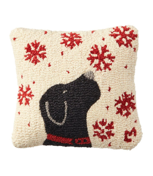 Wool Hooked Throw Pillow, Snowflake Black Lab, 14" x 14" | L.L.Bean on sale