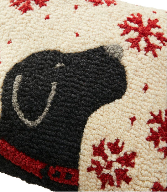 Wool Hooked Throw Pillow, Snowflake Black Lab, 14" x 14" | L.L.Bean on sale